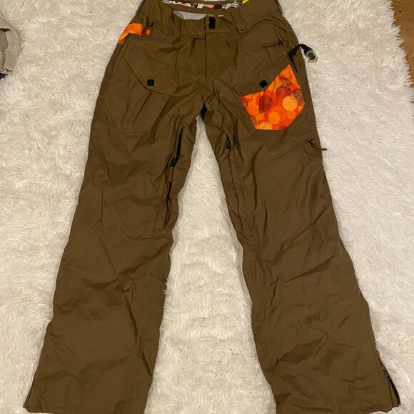 Vintage Rossignol Snowboarding Insulated Snowpants Brown Medium Orange Accent - Picture 8 of 9